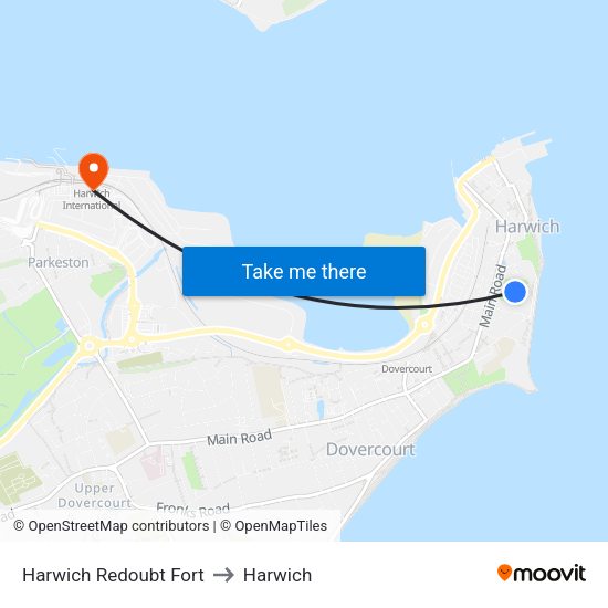 Harwich Redoubt Fort to Harwich map