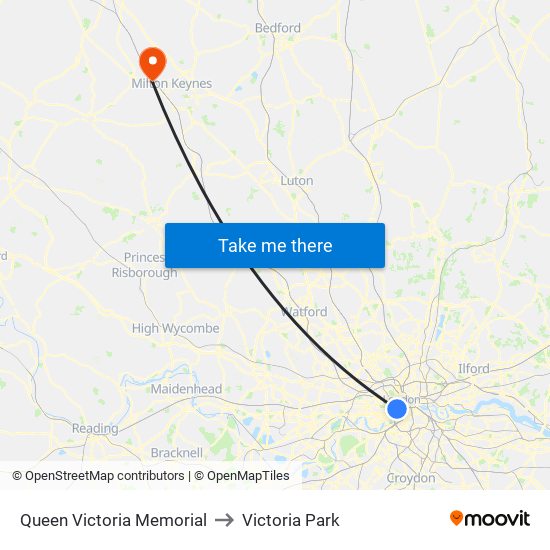 Queen Victoria Memorial to Victoria Park map