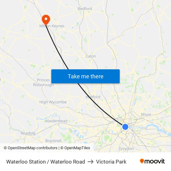 Waterloo Station / Waterloo Road to Victoria Park map