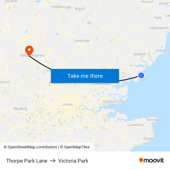 Thorpe Park Lane to Victoria Park map