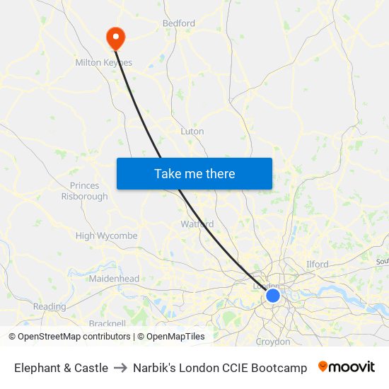Elephant & Castle to Narbik's London CCIE Bootcamp map