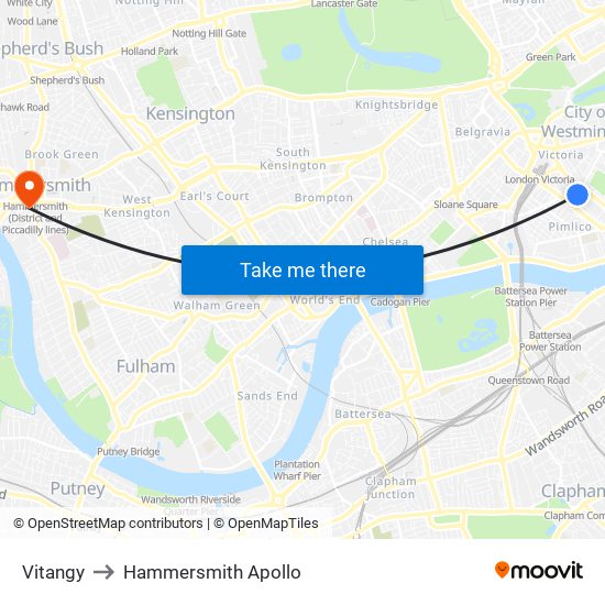 London House Victoria to Hammersmith Apollo map