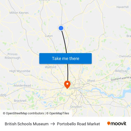 British Schools Museum to Portobello Road Market map