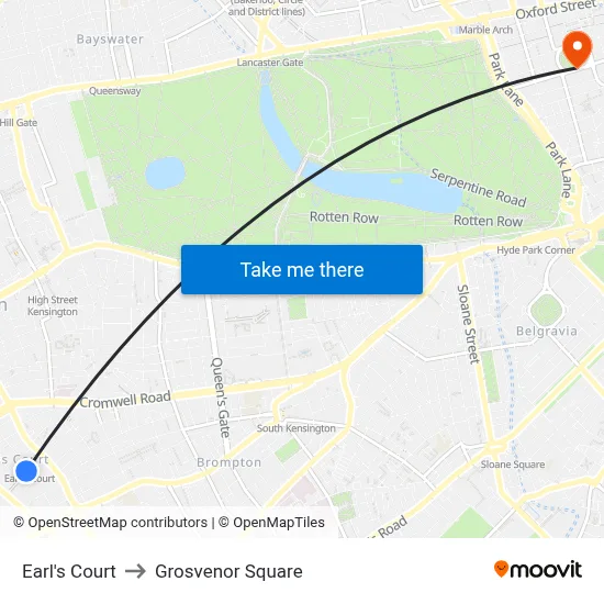 Earl's Court to Grosvenor Square map