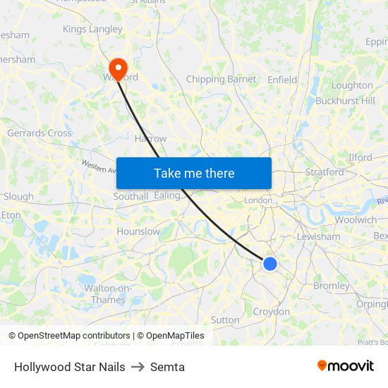 Hollywood Star Nails to Semta map
