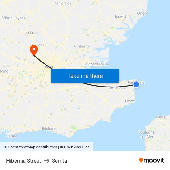 Hibernia Street to Semta map