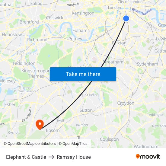 Elephant & Castle to Ramsay House map