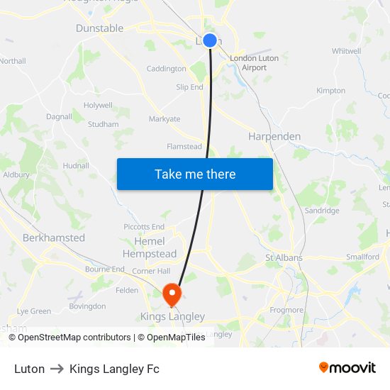 Luton to Kings Langley Fc map