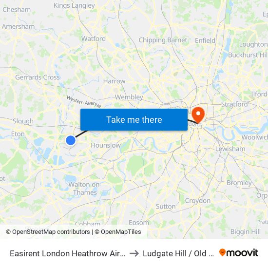 Easirent London Heathrow Airport Lhr to Ludgate Hill / Old Bailey map