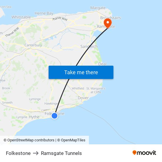 Folkestone to Ramsgate Tunnels map