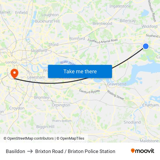 Basildon to Brixton Road / Brixton Police Station map