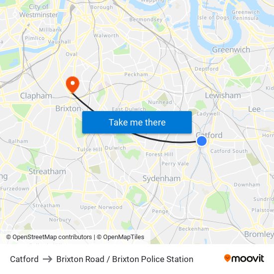 Catford to Brixton Road / Brixton Police Station map