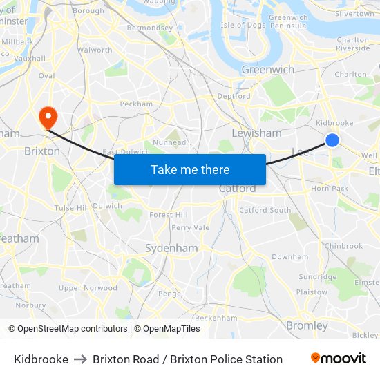 Kidbrooke to Brixton Road / Brixton Police Station map