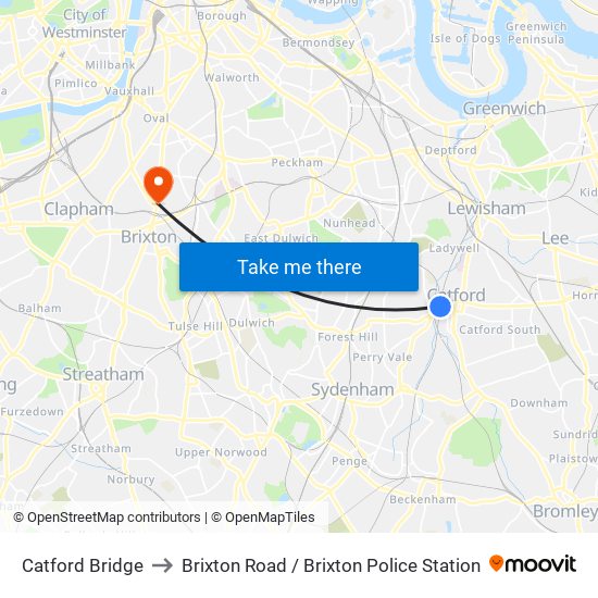 Catford Bridge to Brixton Road / Brixton Police Station map