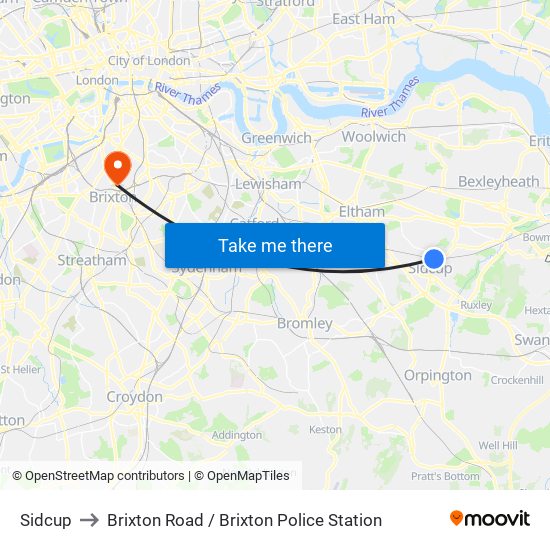 Sidcup to Brixton Road / Brixton Police Station map