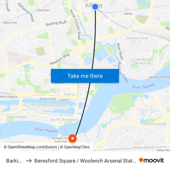 Barking to Beresford Square / Woolwich Arsenal Station map
