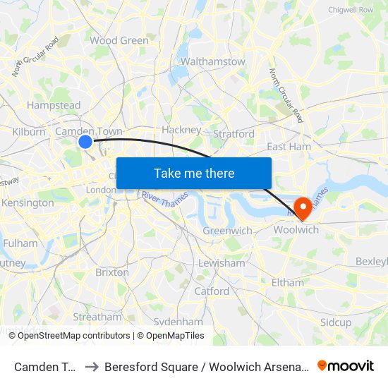 Camden Town to Camden Town map