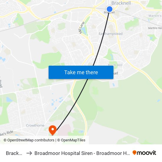 Bracknell to Broadmoor Hospital Siren - Broadmoor Hospital map