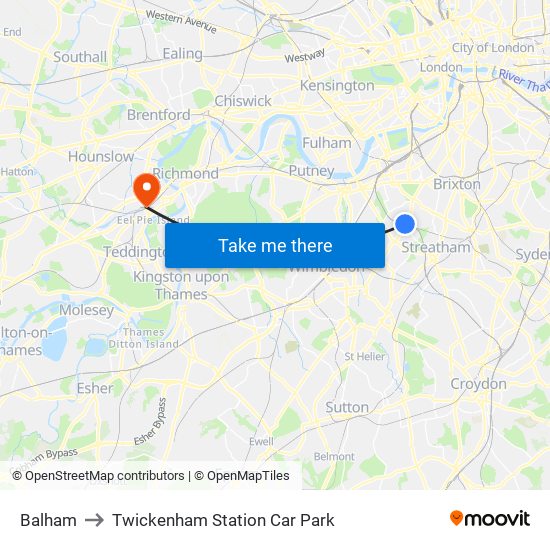 Balham to Twickenham Station Car Park map