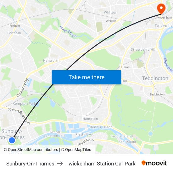 Sunbury-On-Thames to Twickenham Station Car Park map