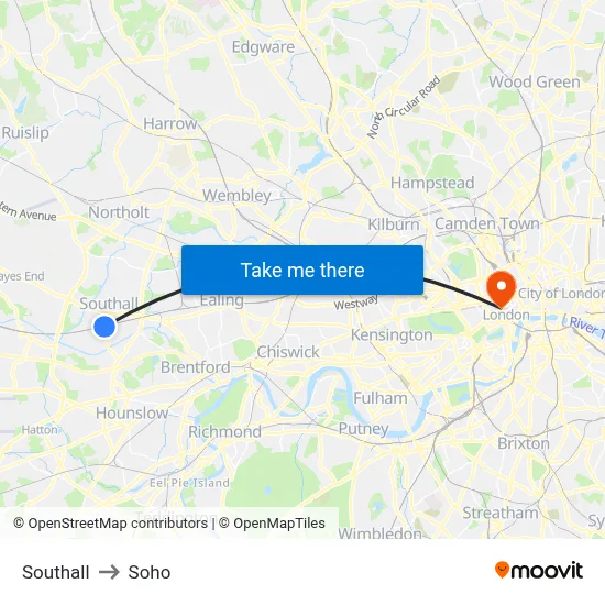 Southall to Soho map