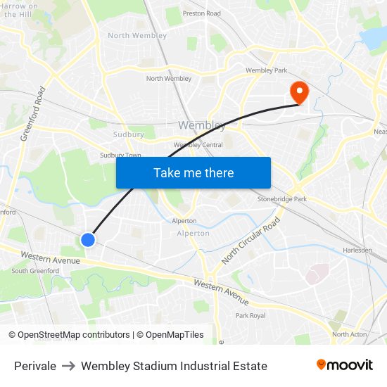 Perivale to Wembley Stadium Industrial Estate map