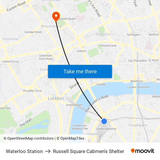 Waterloo Station to Waterloo Station map