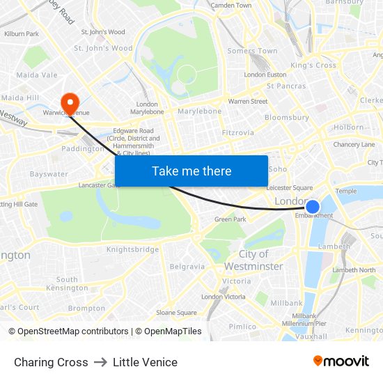 Charing Cross to Little Venice map