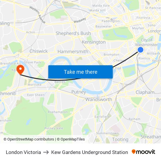 London Victoria to Kew Gardens Underground Station with public ...