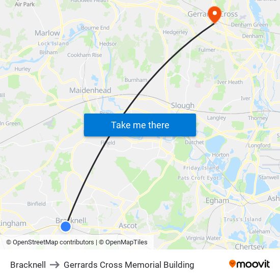 Bracknell to Gerrards Cross Memorial Building map