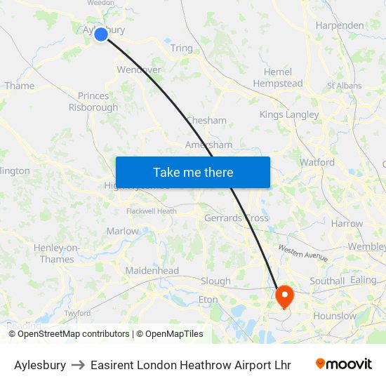 Aylesbury to Easirent London Heathrow Airport Lhr map