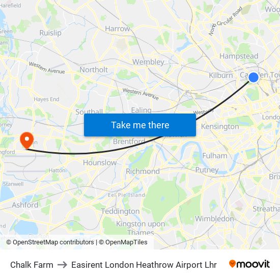 Chalk Farm to Easirent London Heathrow Airport Lhr map