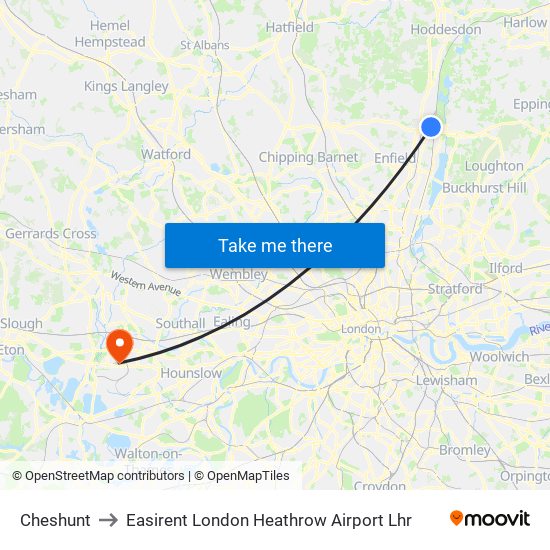 Cheshunt to Easirent London Heathrow Airport Lhr map