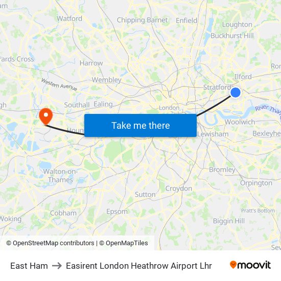 East Ham to Easirent London Heathrow Airport Lhr map