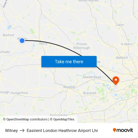 Witney to Easirent London Heathrow Airport Lhr map