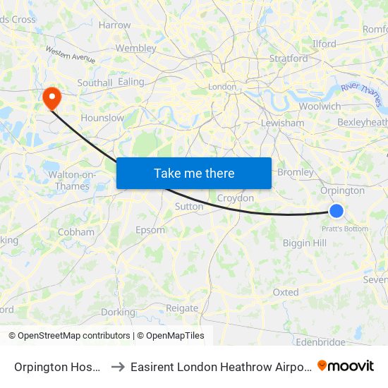Orpington Hospital to Easirent London Heathrow Airport Lhr map