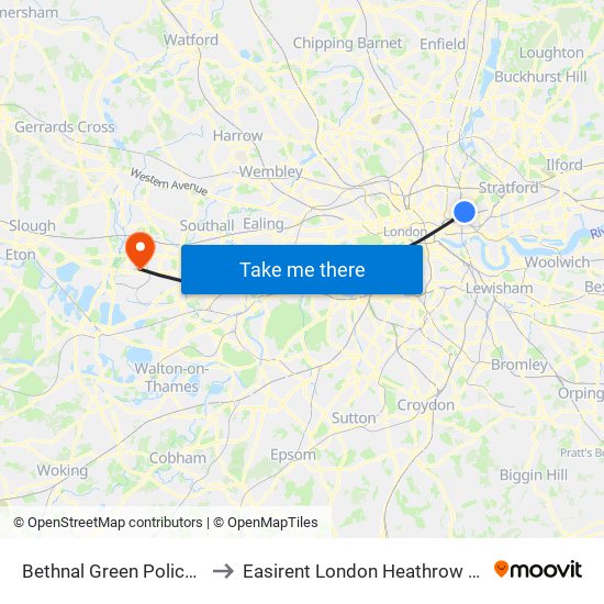 Bethnal Green Police Station to Easirent London Heathrow Airport Lhr map