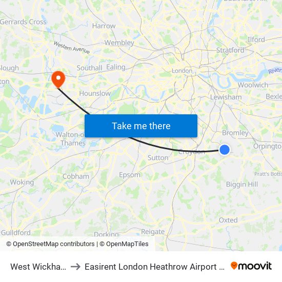 West Wickham to Easirent London Heathrow Airport Lhr map