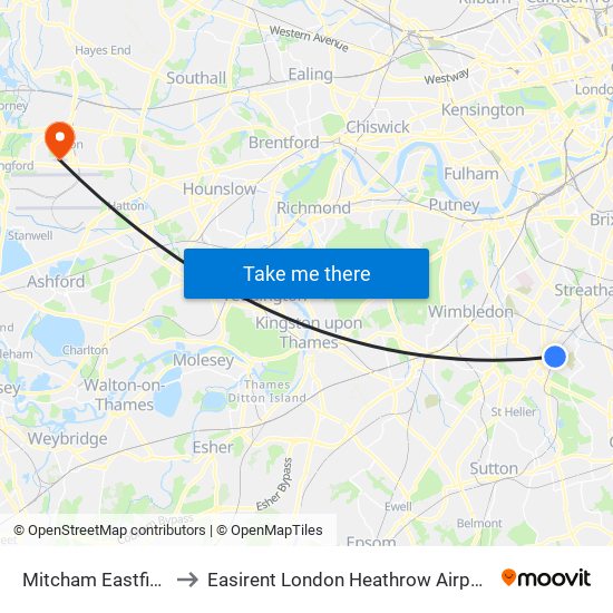 Mitcham Eastfields to Easirent London Heathrow Airport Lhr map