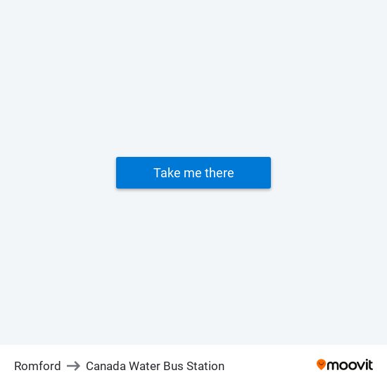 Romford to Canada Water Bus Station map
