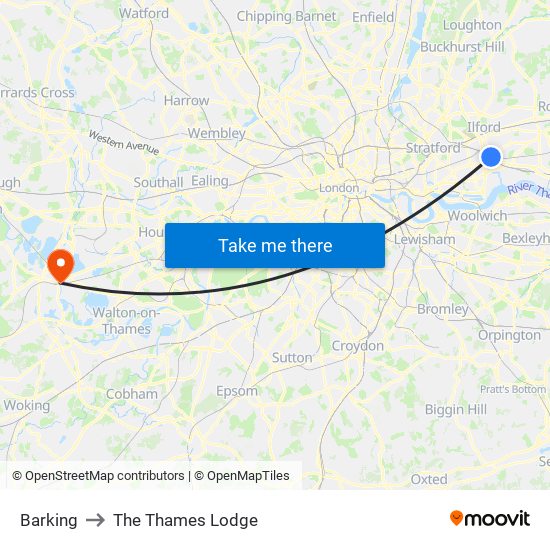 Barking to The Thames Lodge map