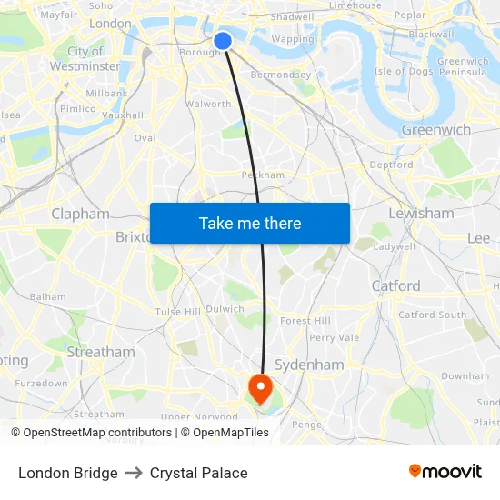 London Bridge to Crystal Palace map