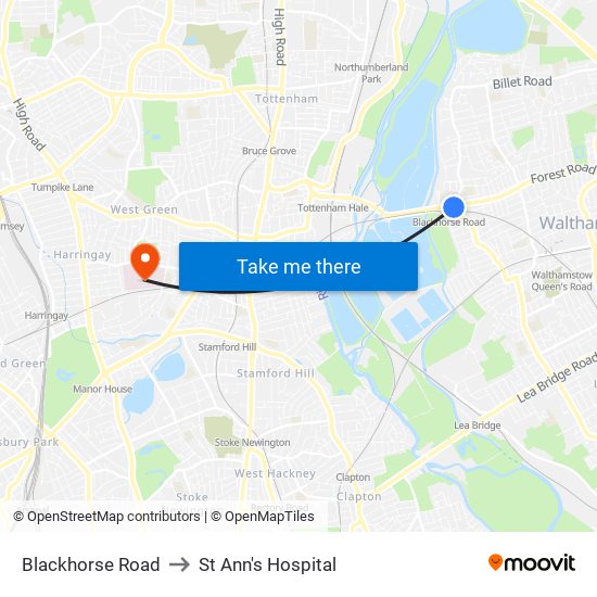 Blackhorse Road to St Ann's Hospital map