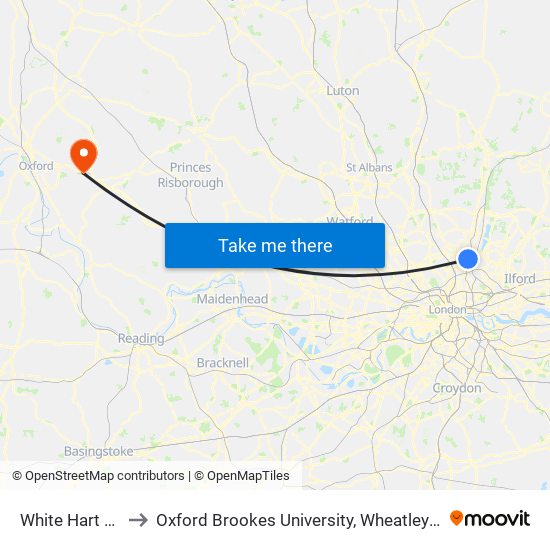 White Hart Lane to Oxford Brookes University, Wheatley Campus map