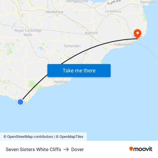 Seven Sisters White Cliffs to Dover map