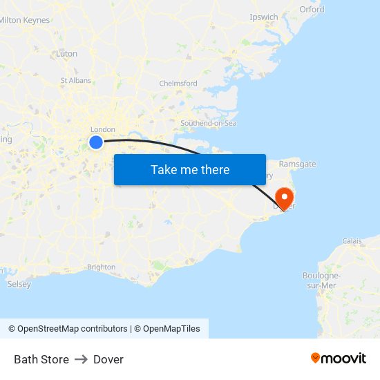 Bath Store to Dover map