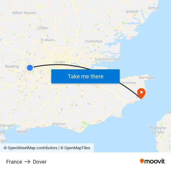 France to Dover map