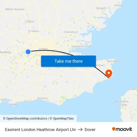 Easirent London Heathrow Airport Lhr to Dover map