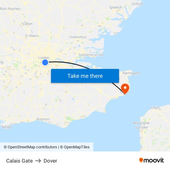 Calais Gate to Dover map