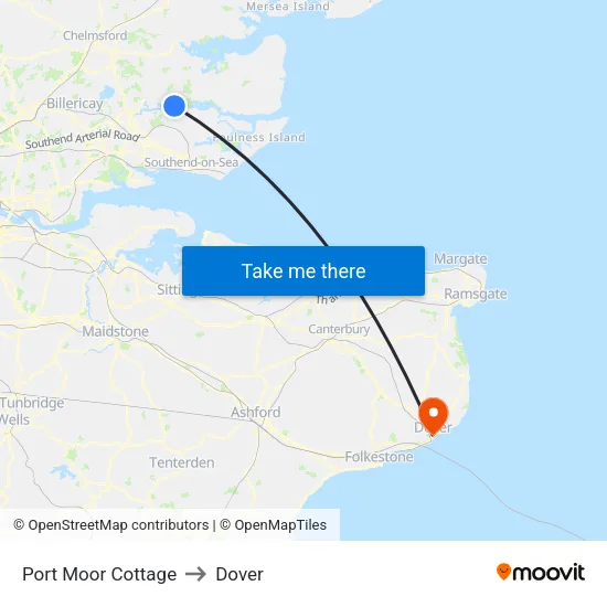 Port Moor Cottage to Dover map